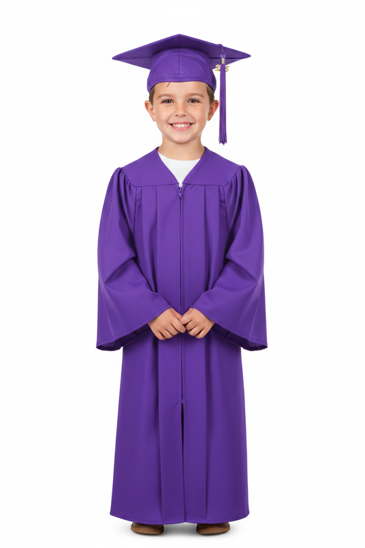 Matte Purple Elementary Gown - Model Shot
