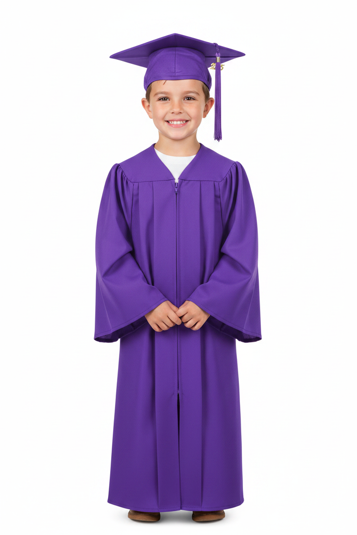 Matte Purple Elementary Gown - Model Shot