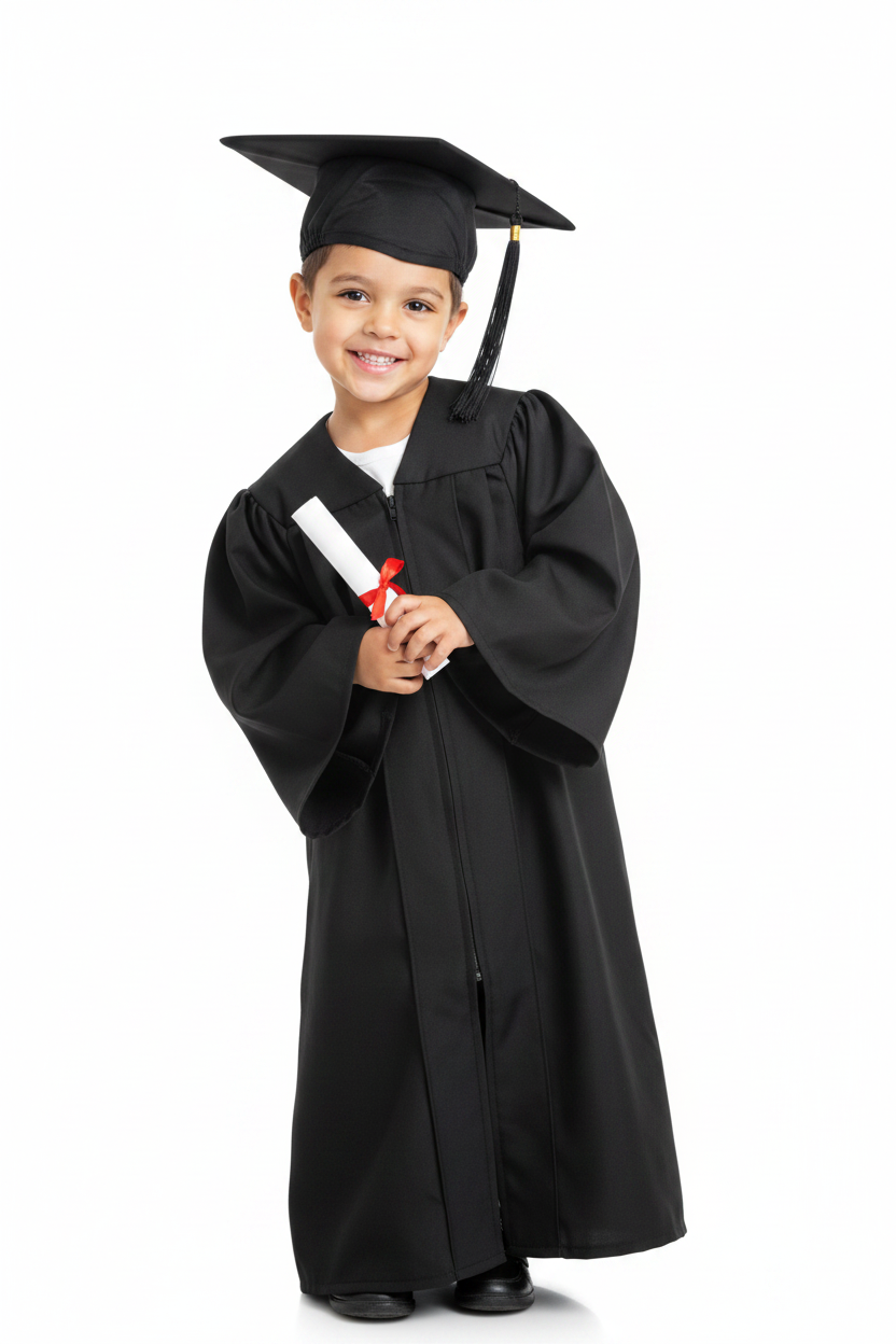 12 Colors Matte Kindergarten/Preschool Graduation Cap and Gown - Model Shot