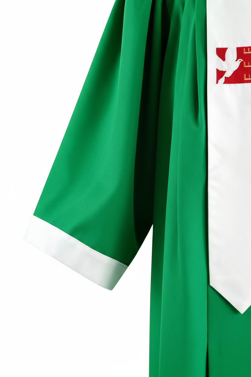 Premium Choir & Clergy Robe - Emerald Green with Embroidered Stole