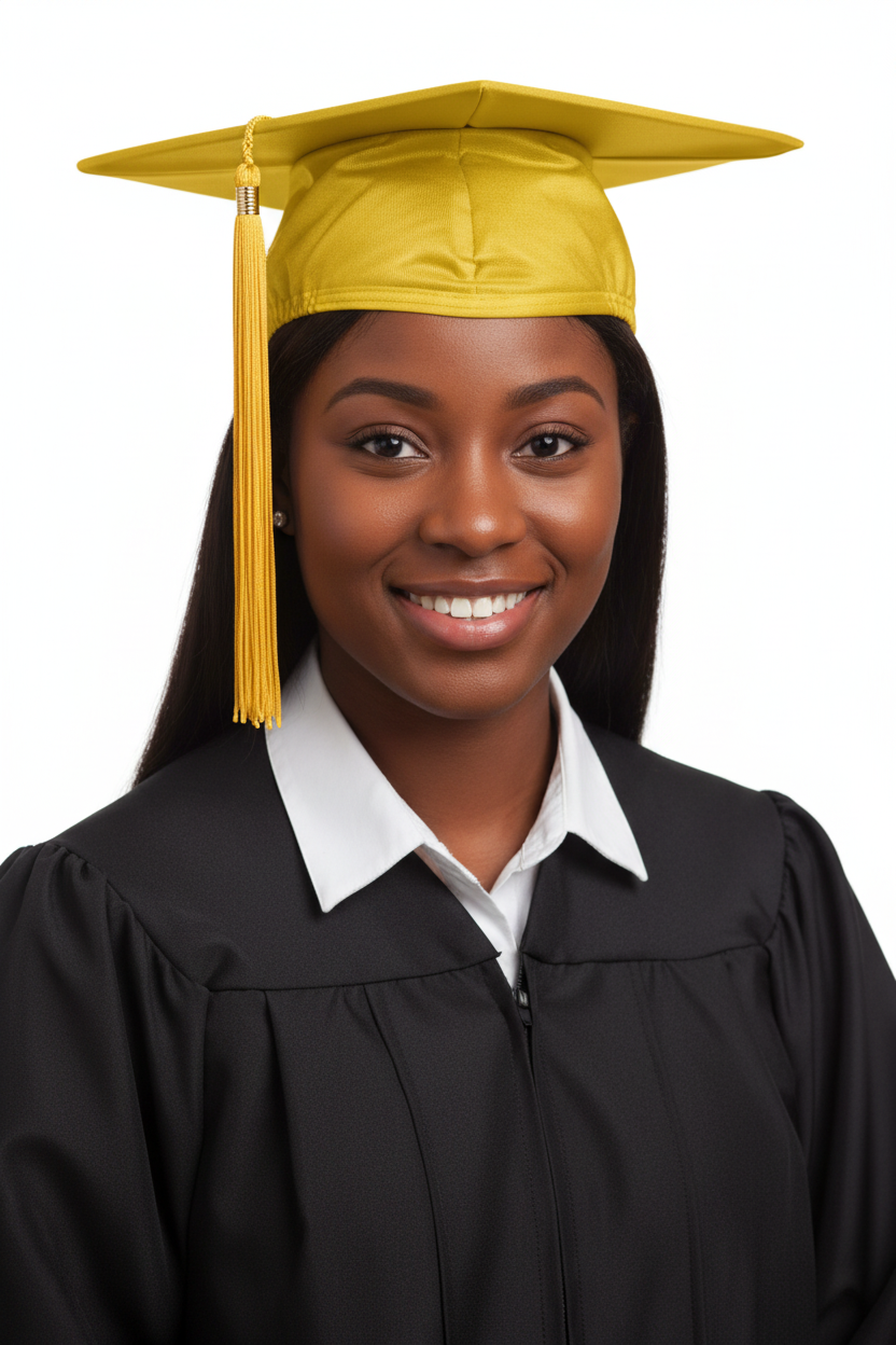 Matte Gold Bachelors Academic Graduation Cap model display