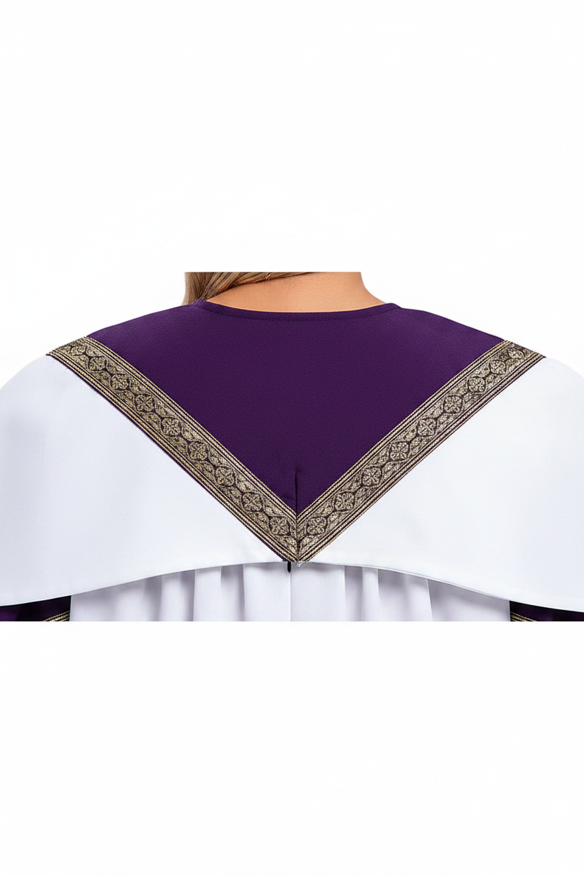 Premium Two-Tone Lantern Sleeve Choir & Clergy Robe - Stage Performance Gown