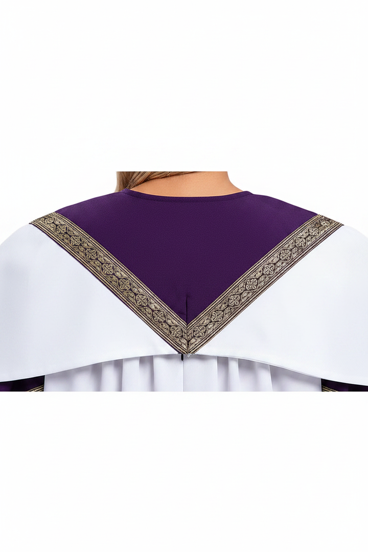 Premium Two-Tone Lantern Sleeve Choir & Clergy Robe - Stage Performance Gown