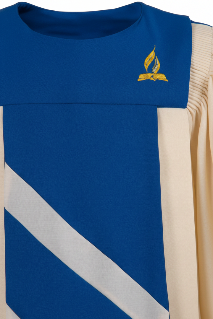 Premium Puff Sleeve Choir & Clergy Robe - Cream & Blue
