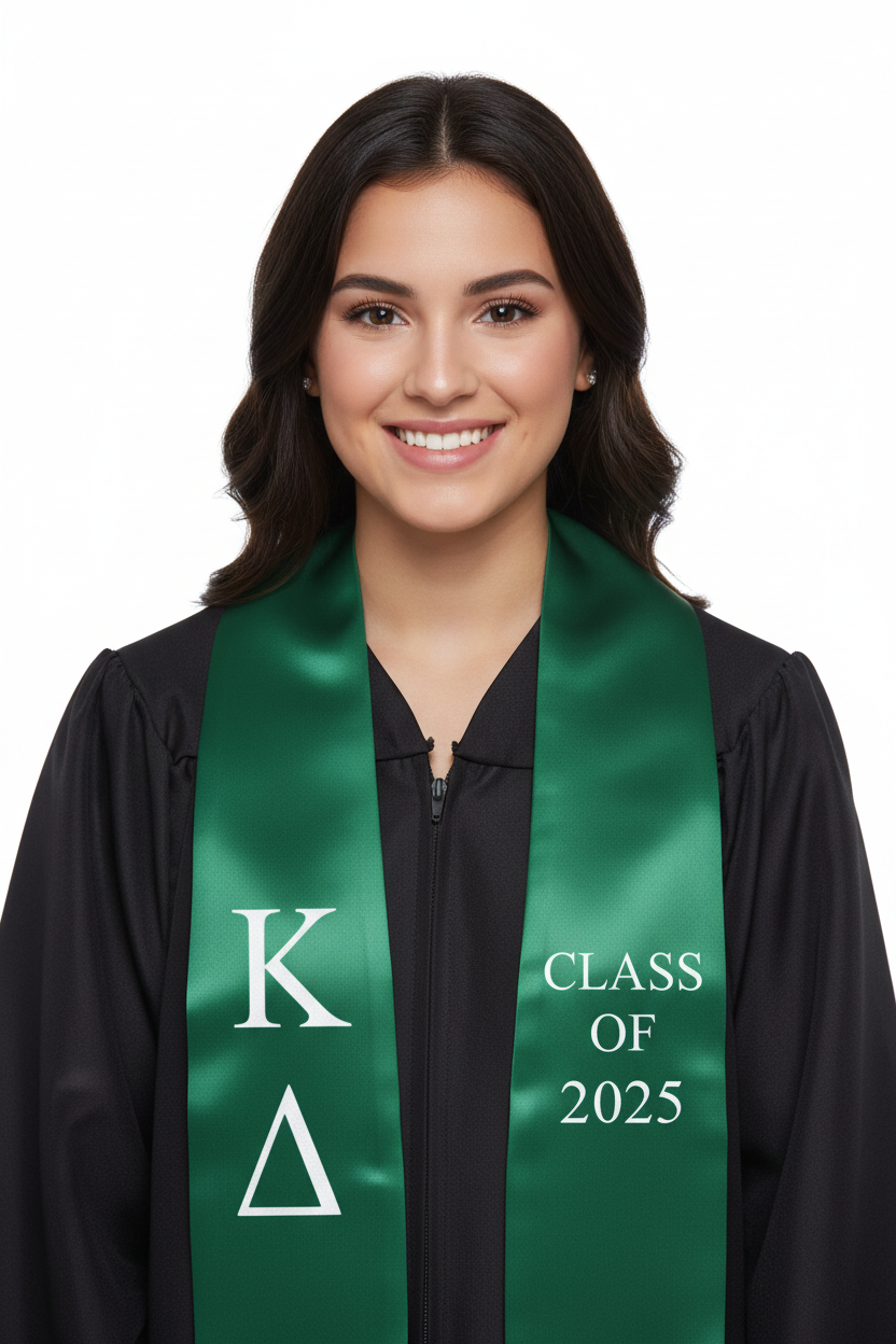 Kappa Delta Greek Lettered Stole w/ Year model display
