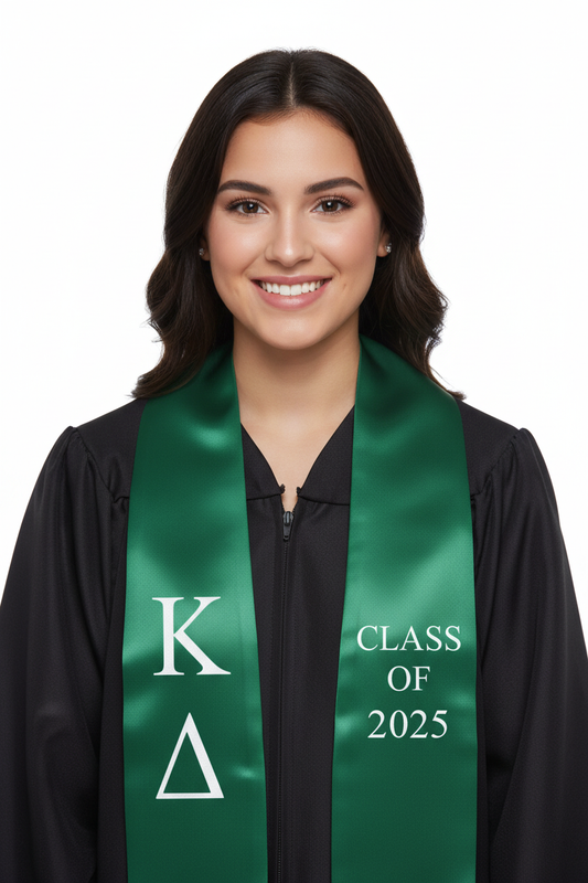 Kappa Delta Greek Lettered Stole w/ Year model display