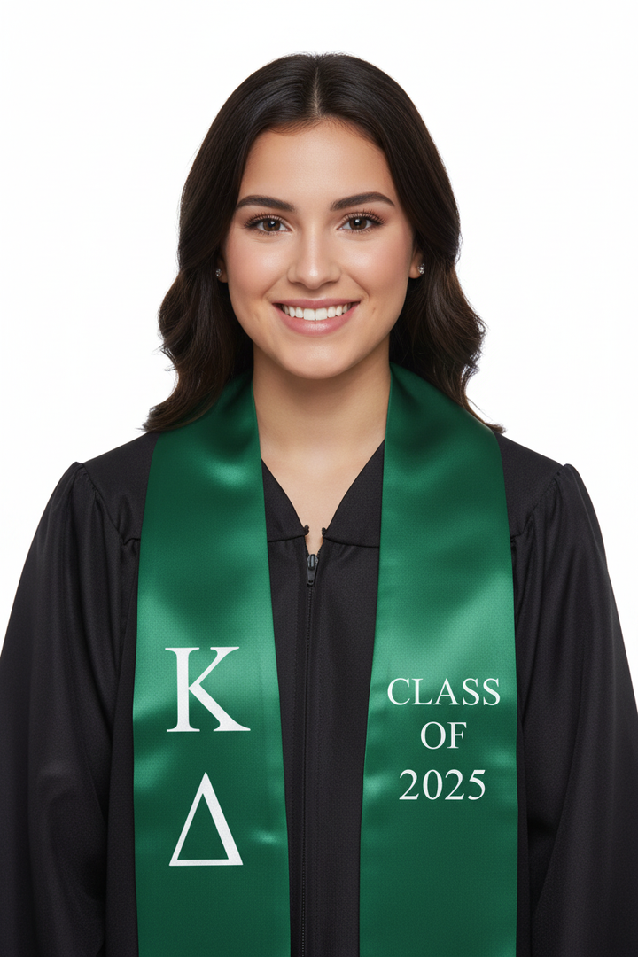 Kappa Delta Greek Lettered Stole w/ Year model display