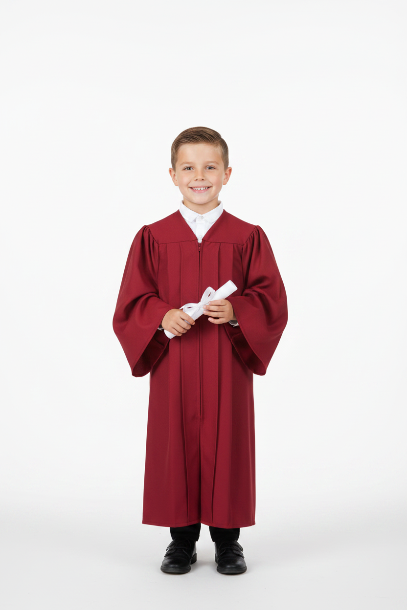 Matte Red Elementary Gown - Model Shot