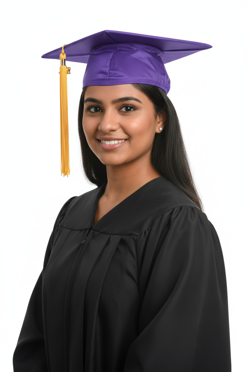Matte Purple Bachelors Academic Graduation Cap model display