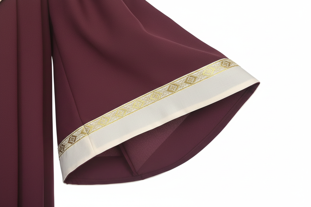 Premium V-Neck Choir Robe with Gold Trim - Burgundy