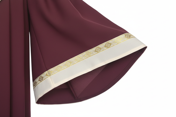 Premium V-Neck Choir Robe with Gold Trim - Burgundy