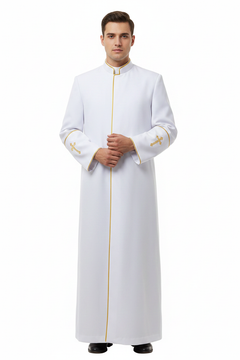 Medieval Clergy Cassock Robe with Cross Embroidery | Choir Costume | Unisex | 6+ Colors | S-XXXL