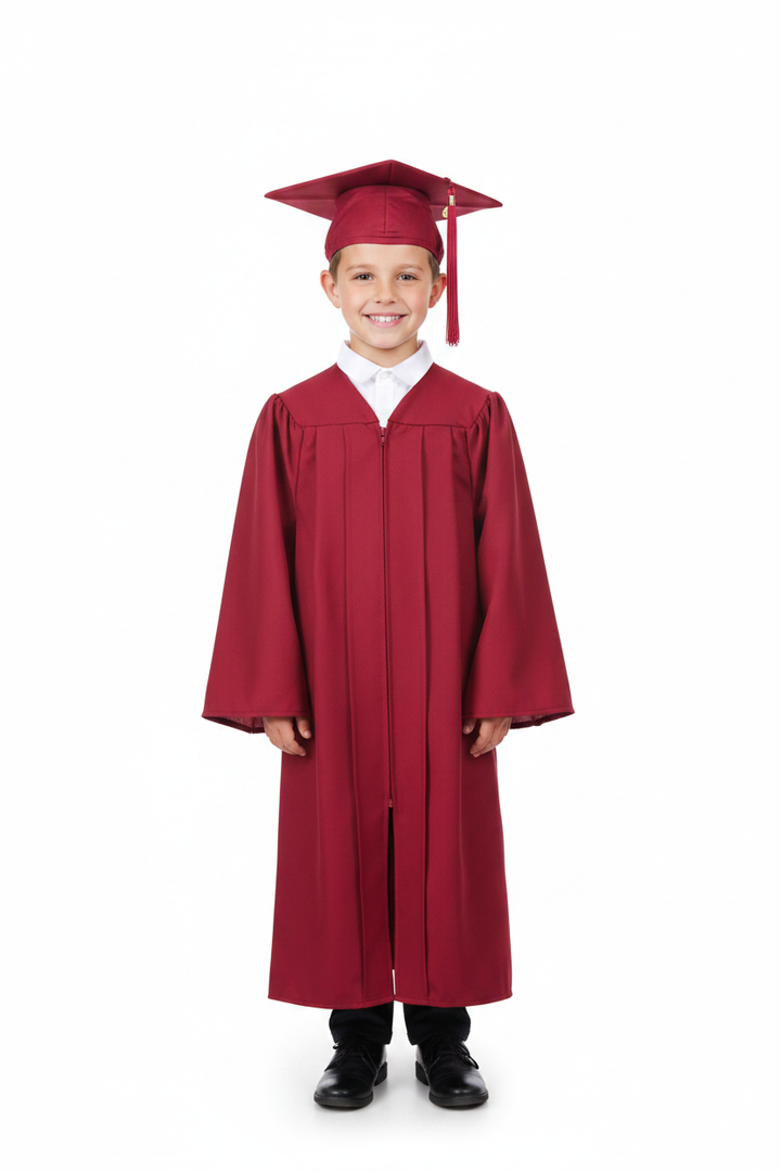 Matte Red Elementary Cap & Gown - Model Shot