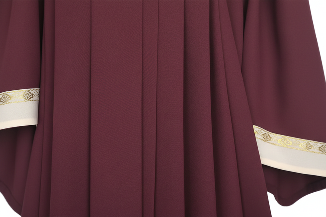 Premium V-Neck Choir Robe with Gold Trim - Burgundy