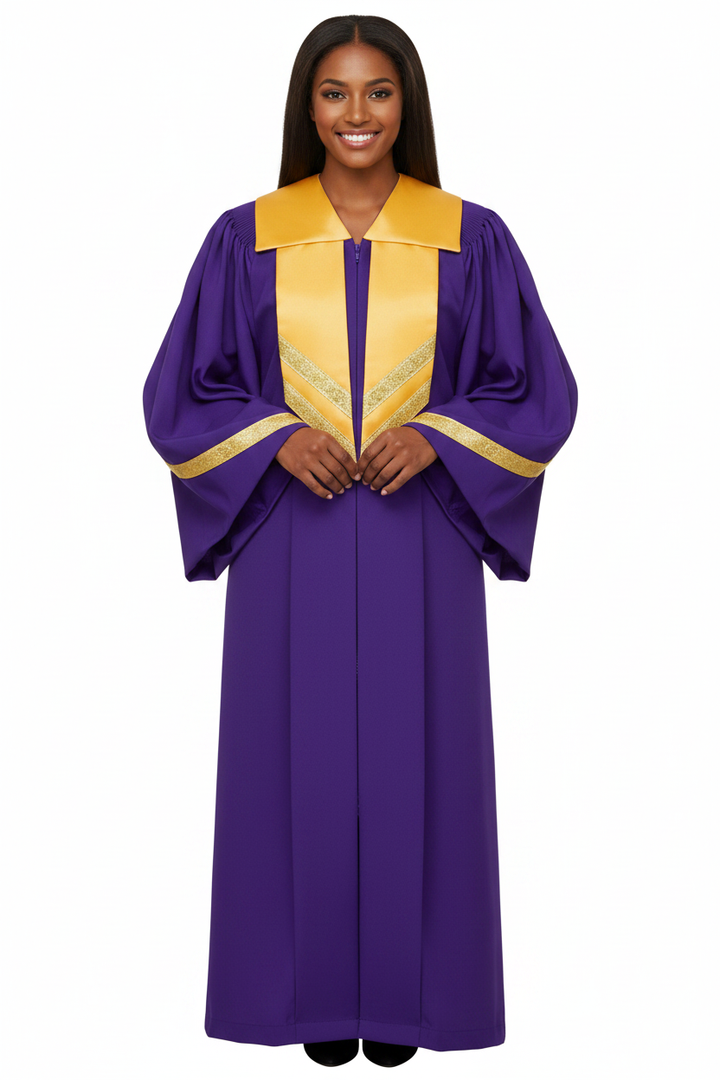 Premium Golden Yoke Lantern Sleeve Choir Robe