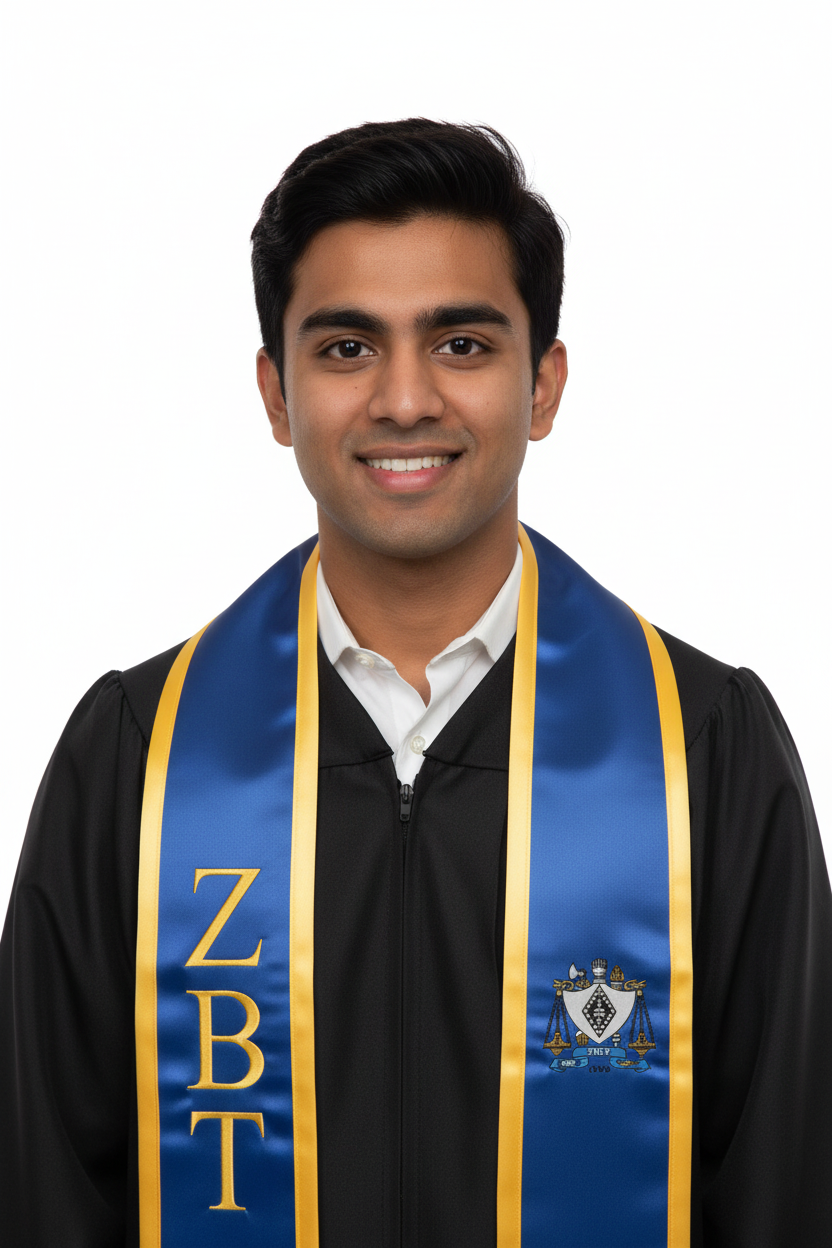 Zeta Beta Tau Trimmed Stole w/ Crest model display