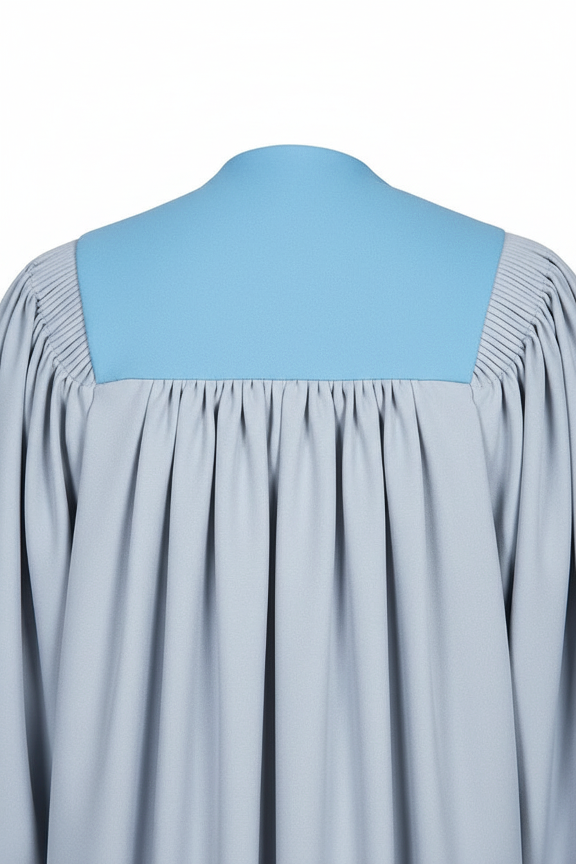 Premium Two-Tone Lantern Sleeve Choir Robe - Silver & Blue