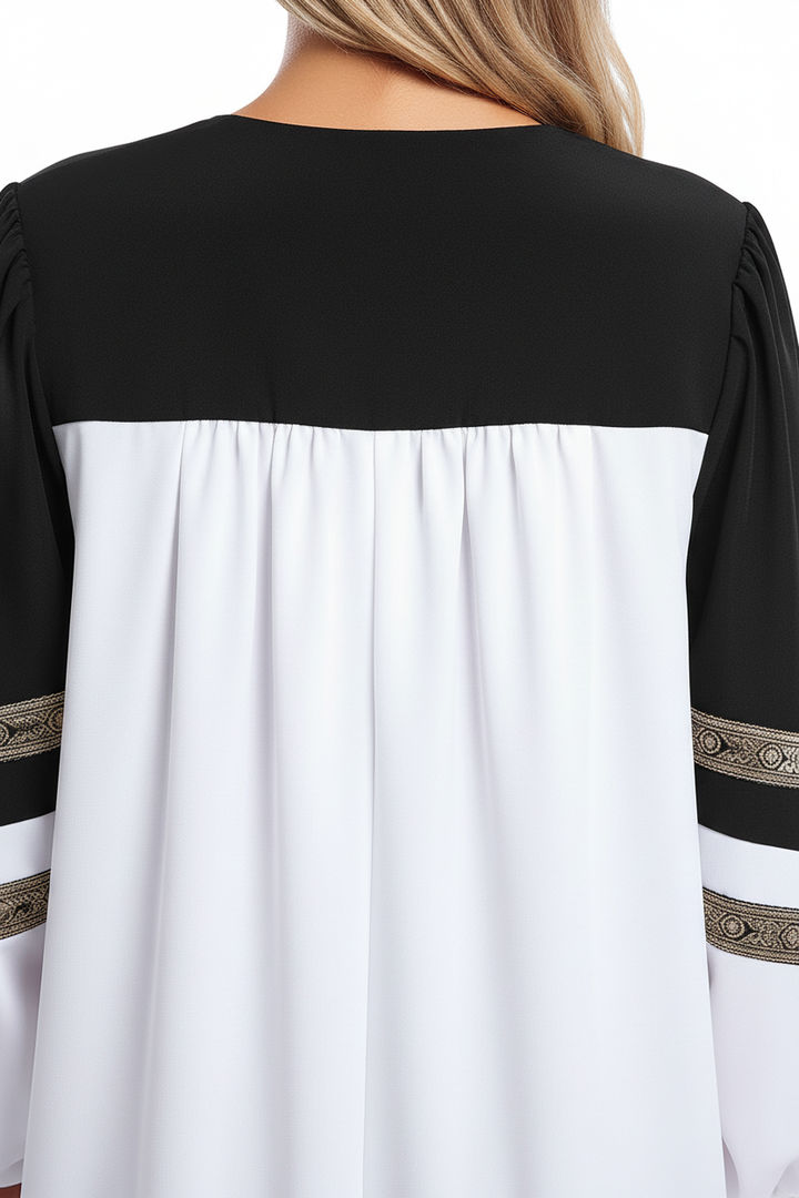 Premium Two-Tone Lantern Sleeve Choir & Clergy Robe - Stage Performance Gown