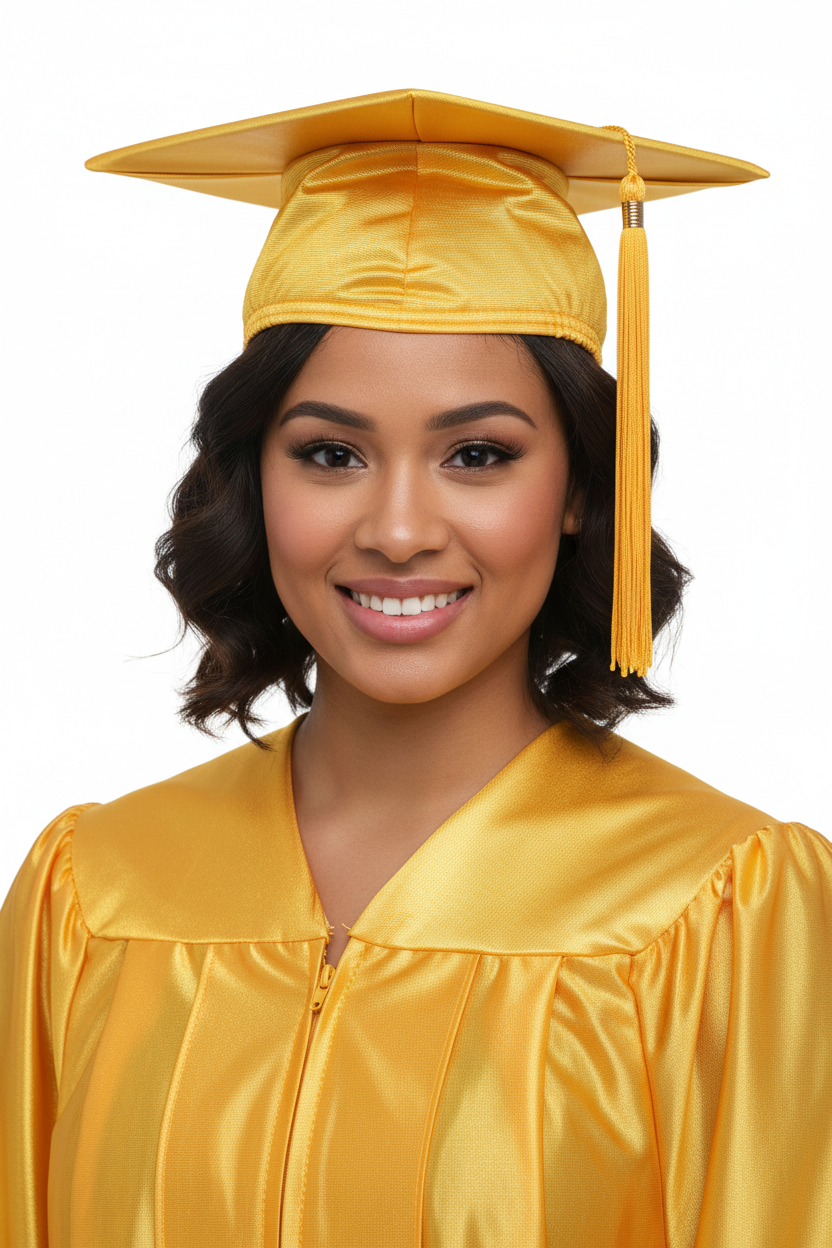 Shiny Gold High School Cap & Tassel - Model Shot