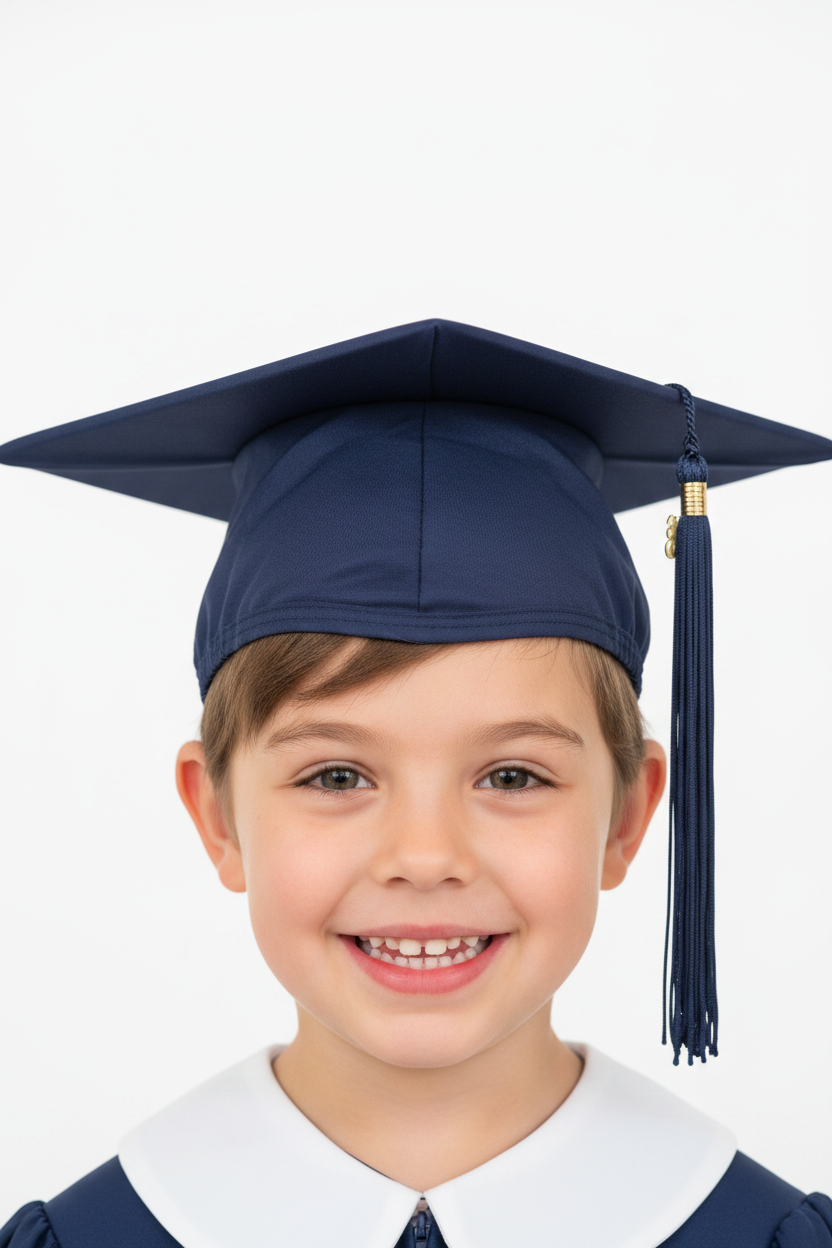 Matte Navy Blue Kindergarten/Preschool Cap - Model Shot