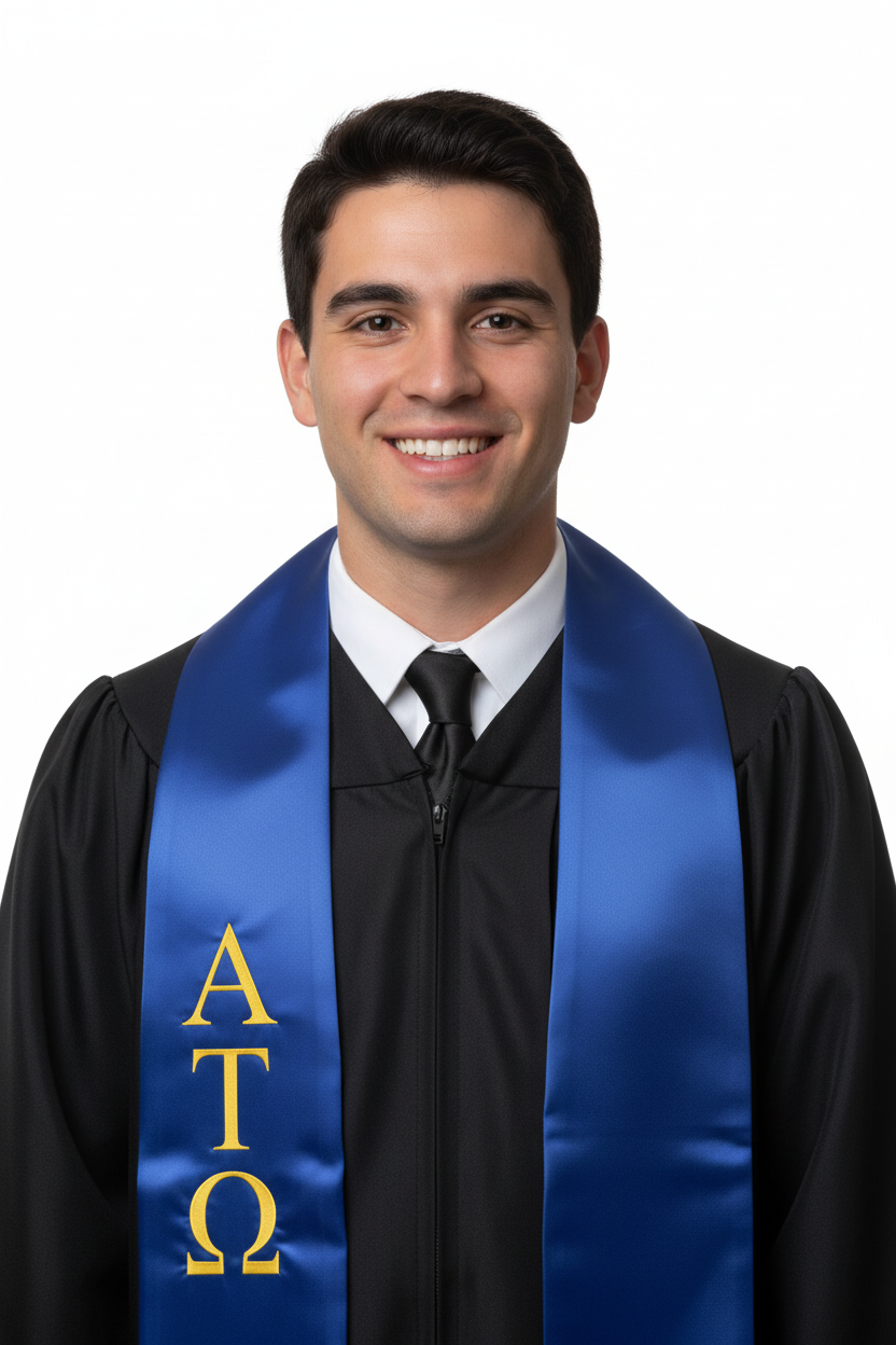 Alpha Tau Omega Greek Lettered Stole model display