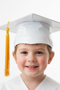 Shiny White Kindergarten/Preschool Cap & Tassel