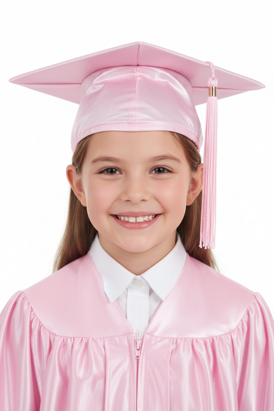 Shiny Pink Elementary Cap & Tassel - Model Shot