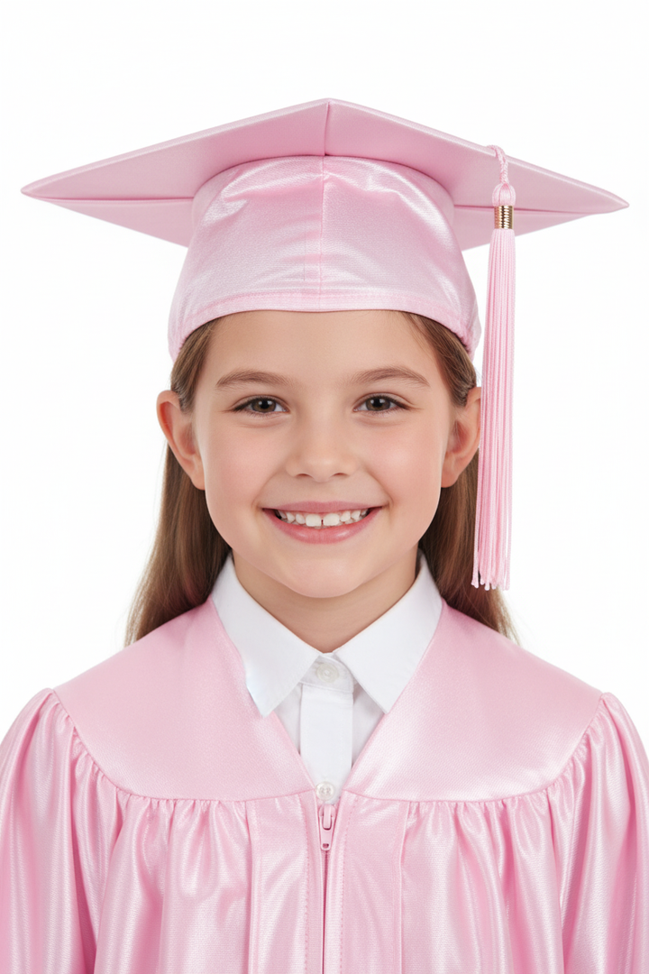 Shiny Pink Elementary Cap & Tassel - Model Shot