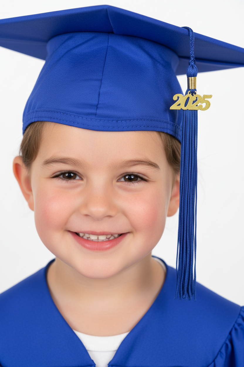 Matte Royal Blue Kindergarten/Preschool Cap - Model Shot