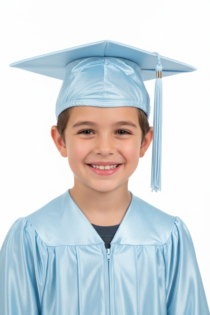 Shiny Light Blue Elementary Cap - Model Shot