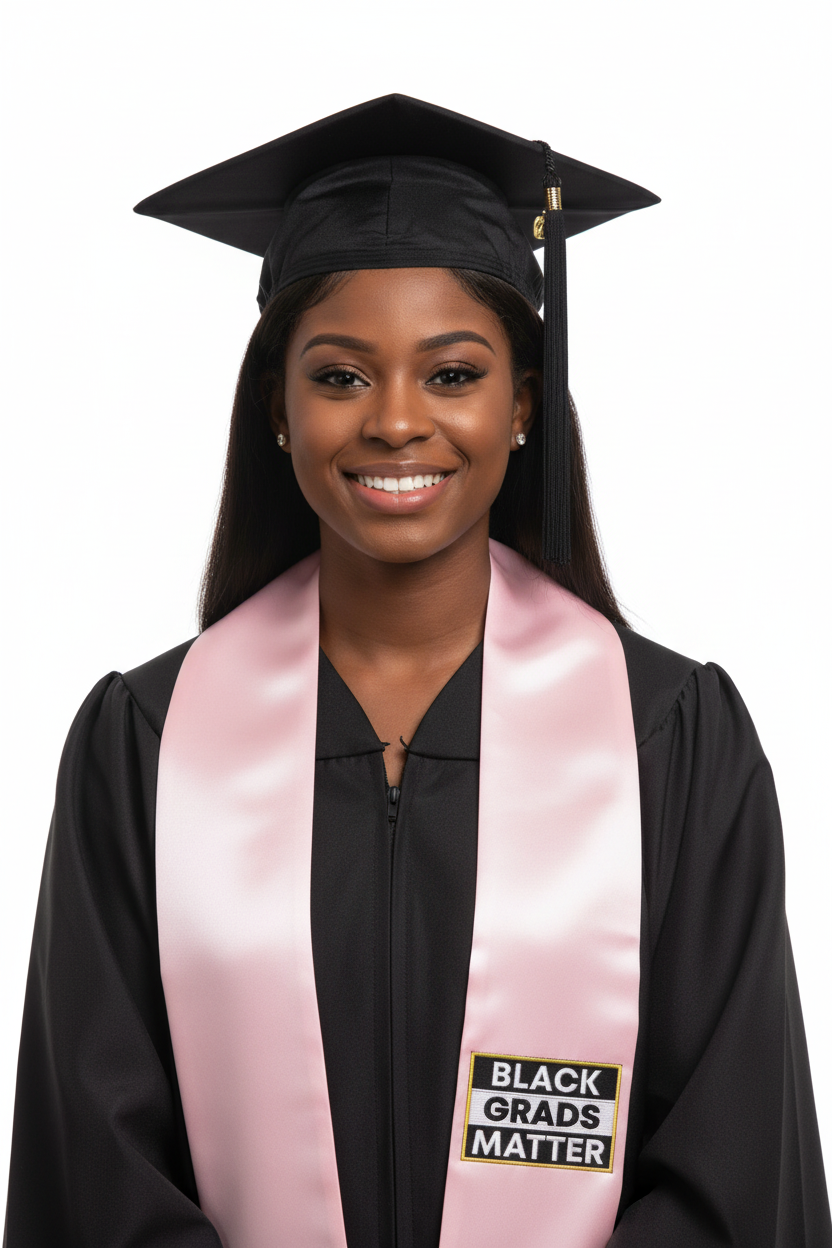 Pink BLACK GRADS MATTER Graduation Stole model display