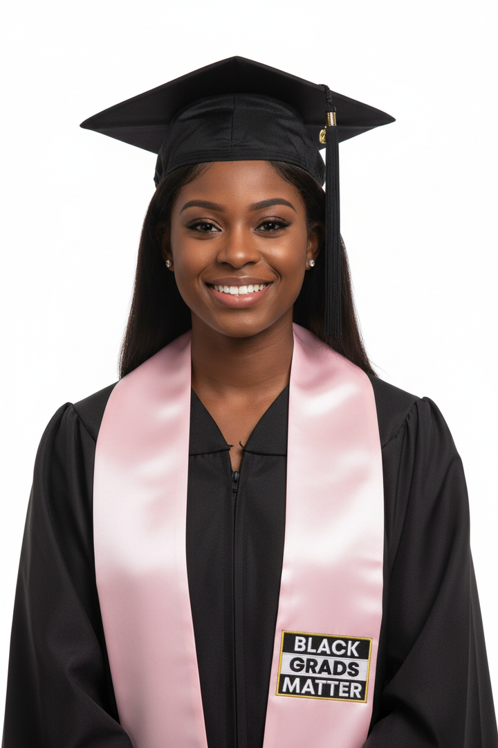 Pink BLACK GRADS MATTER Graduation Stole model display