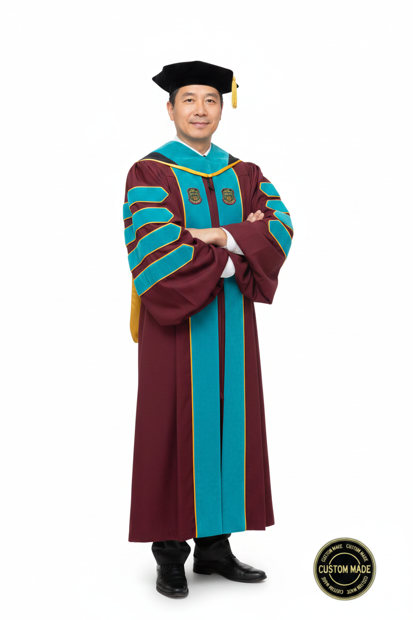 Custom Faculty Regalia Package for Cal State Sacramento model display