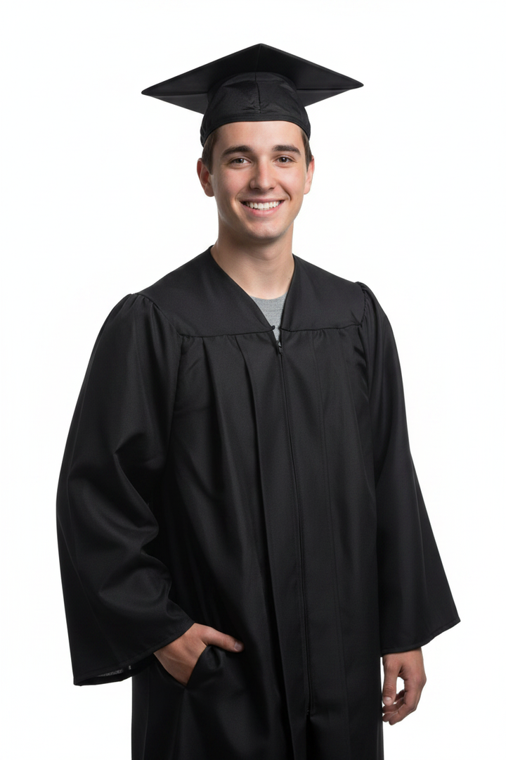 Matte Black High School Cap - Model Display