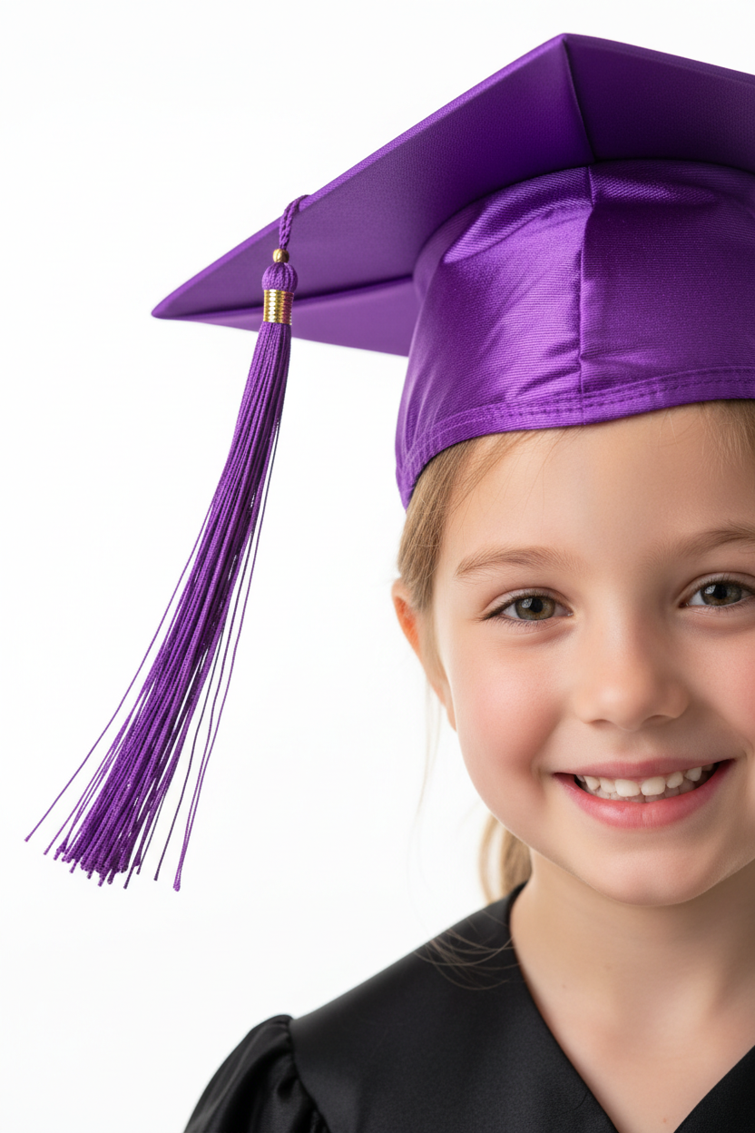 Shiny Purple Elementary Cap & Tassel - Model Shot