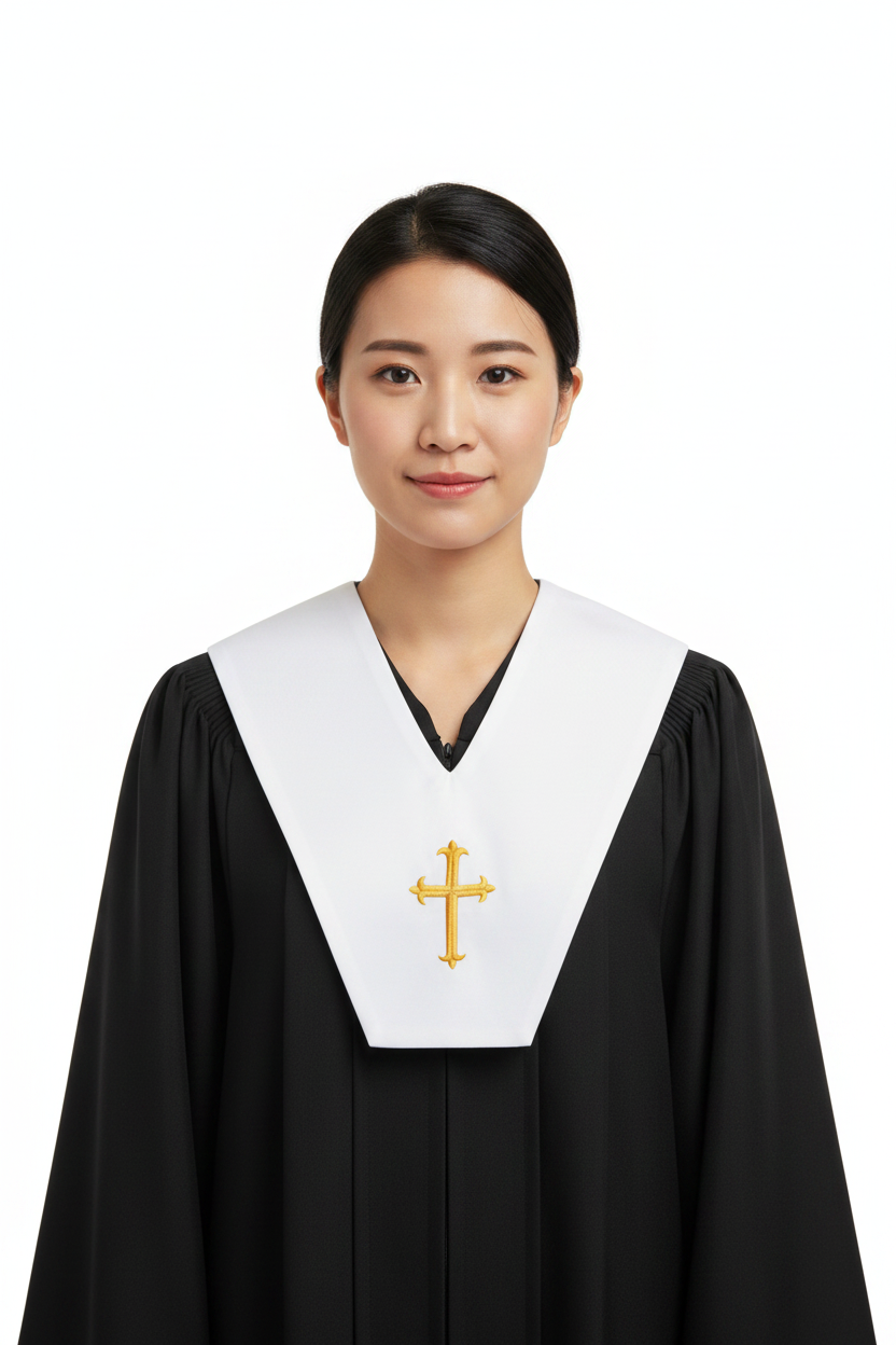 Model wearing Burgundy Choir Stole Plain