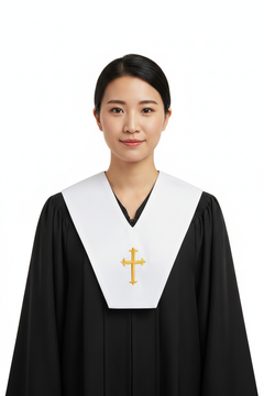 Classic V-Shape Satin Choir Stole | Plain & Embroidered Cross