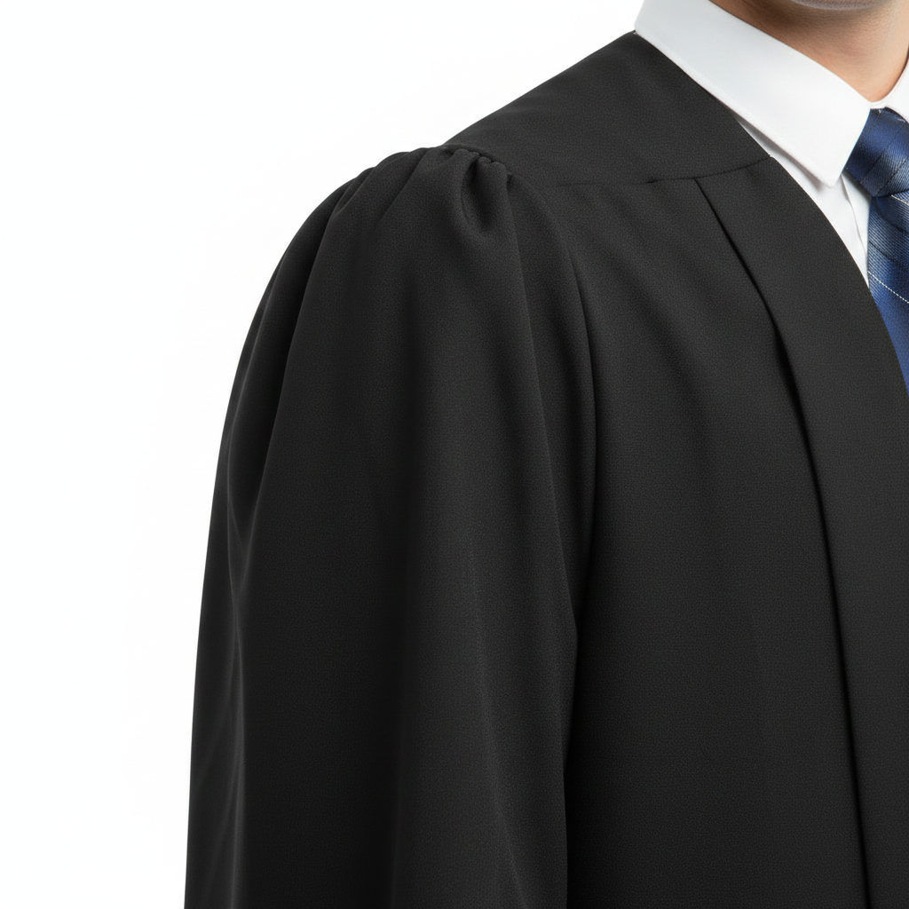 British UK Simple Bachelor's Graduation Gown - Shoulder Gather and Sleeve Detail