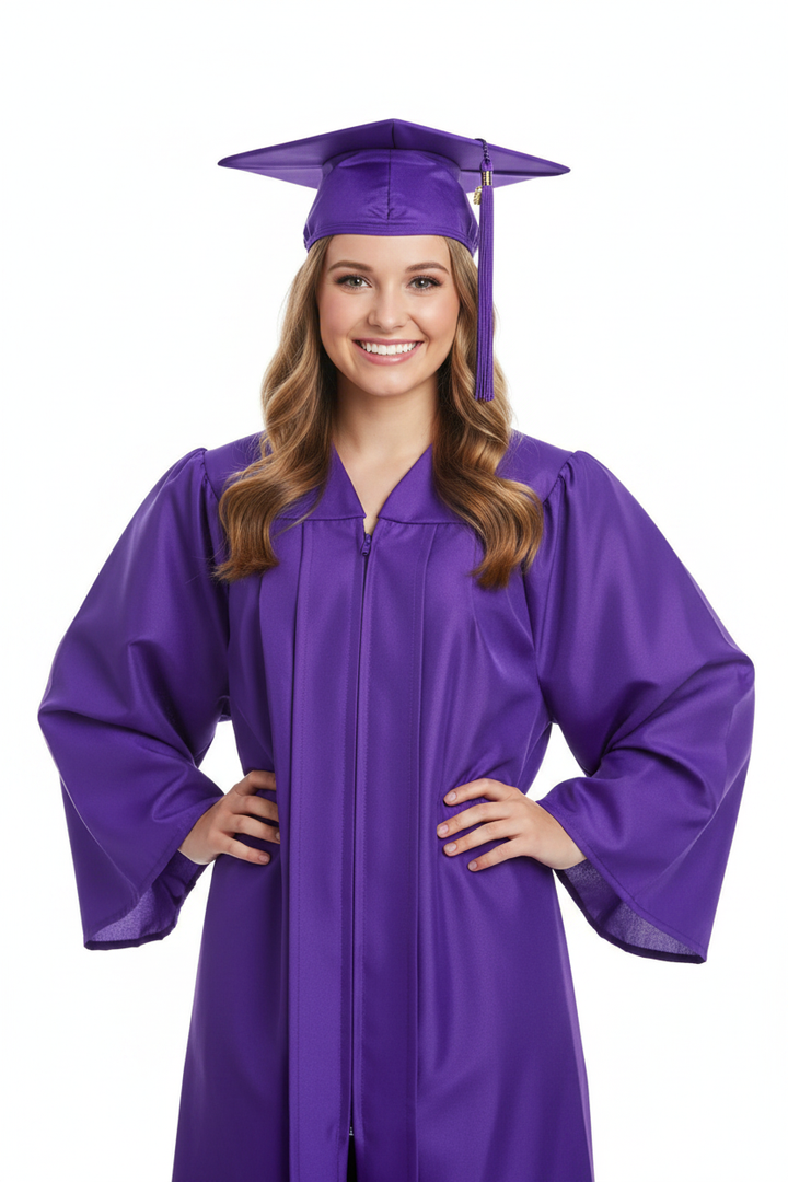Matte Purple High School Cap - Model Display