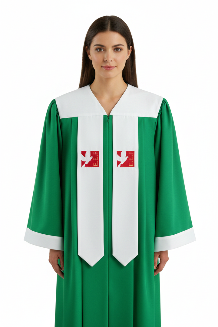 Premium Choir & Clergy Robe - Emerald Green with Embroidered Stole