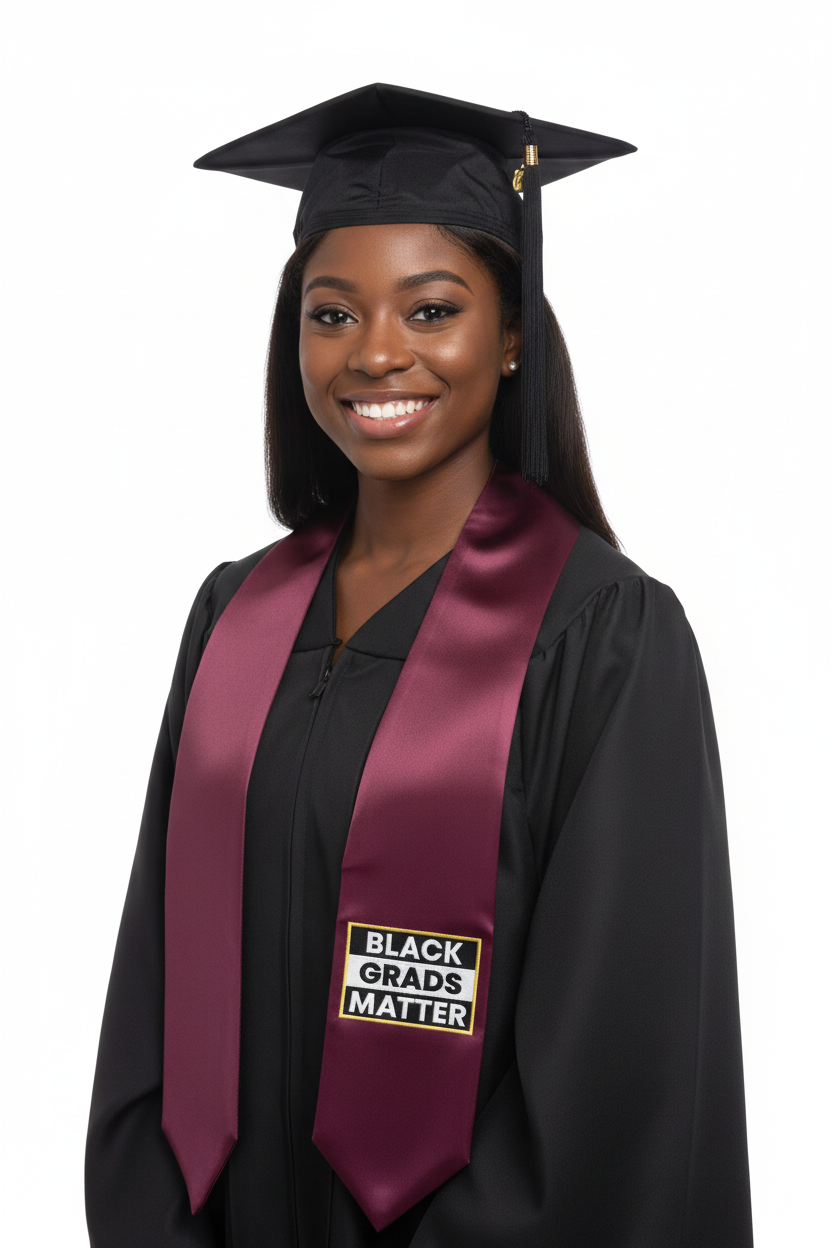 Maroon BLACK GRADS MATTER Graduation Stole model display