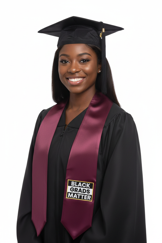 Maroon BLACK GRADS MATTER Graduation Stole model display