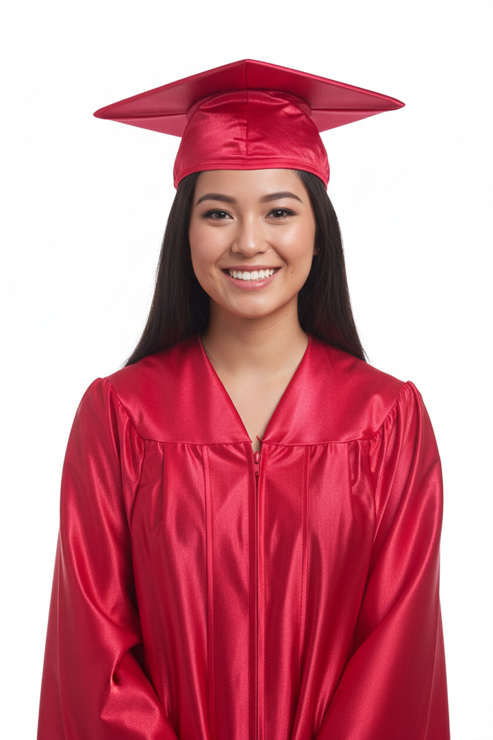 Shiny Red High School Cap - Model Display