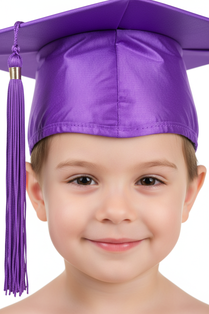 Shiny Purple Kindergarten/Preschool Cap - Model Shot