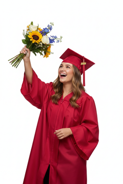 Matte Red High School Cap & Tassel