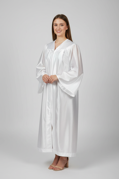 Shiny White High School Gown