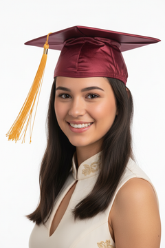 Shiny Maroon High School Cap & Tassel