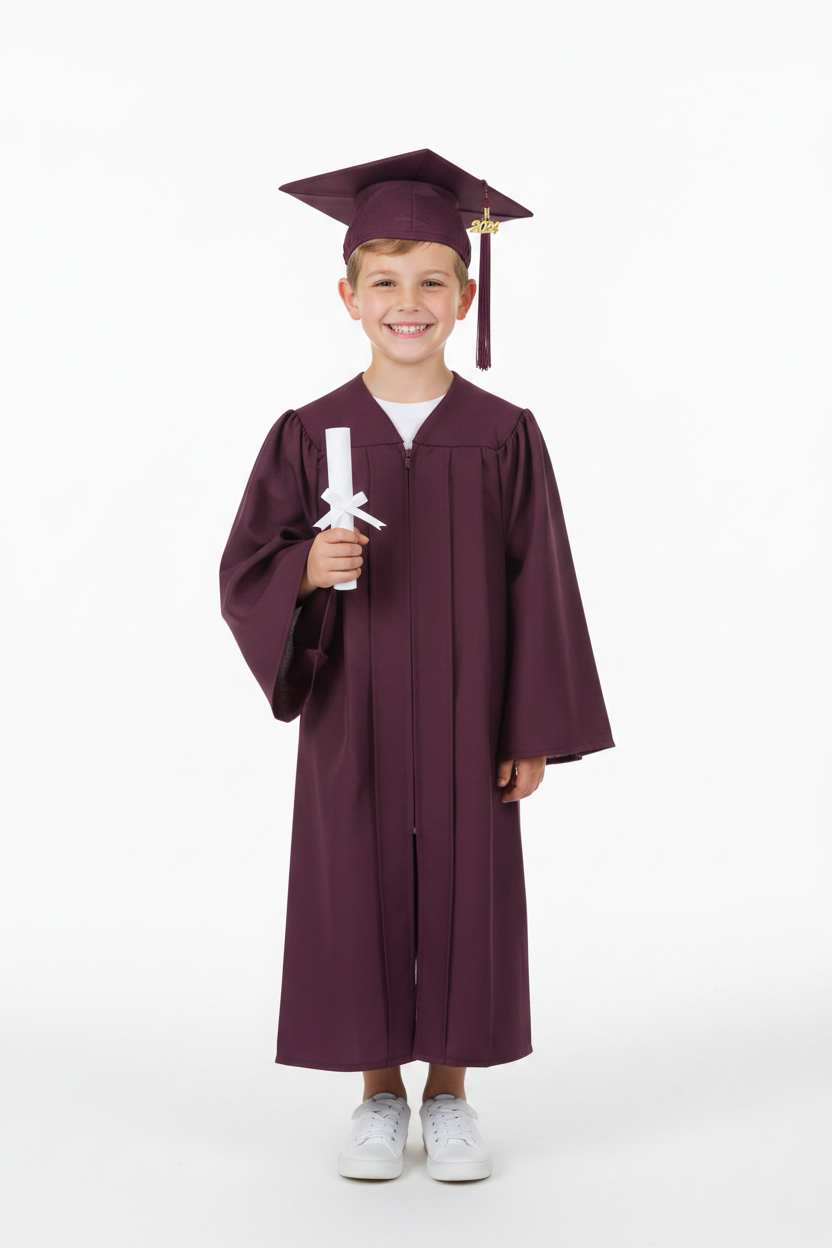 Matte Maroon Elementary Cap & Gown - Model Shot