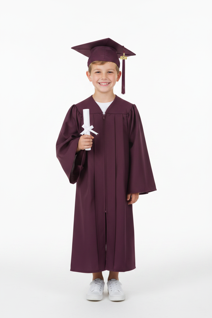 Matte Maroon Elementary Cap & Gown - Model Shot
