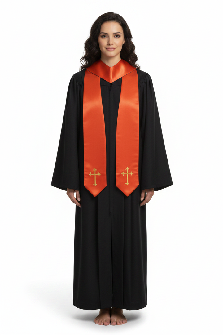 Embroidered Cross Clergy Choir Stole | Wedding & Graduation Honor Stole